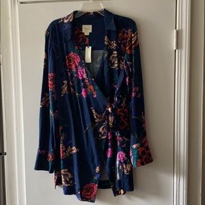 Maeve Navy Floral Top XL Anthropologie